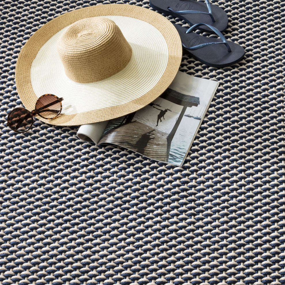 Dash & Albert Two-Tone Rope Navy/Ivory Indoor/Outdoor Rug, Blue, 8' x 10'
