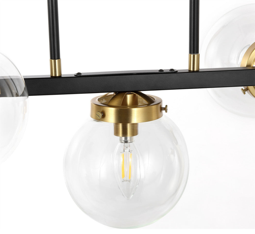 5-Light Kitchen Island Linear Pendant Chandelier, Black