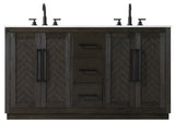 Home Living 60" Double Bathroom Vanity, Chocolate Oak