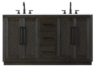 Home Living 60" Double Bathroom Vanity, Chocolate Oak
