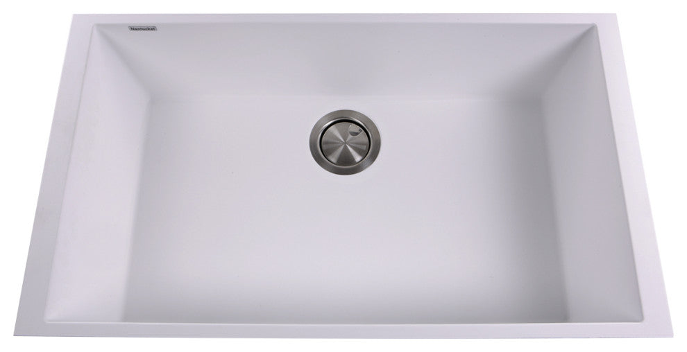 Nantucket Sinks Large Single Bowl Undermount Granite Composite, White
