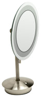ALFI brand ABM9FLED-BN Brushed Nickel Tabletop Round 9" Mirror with Light