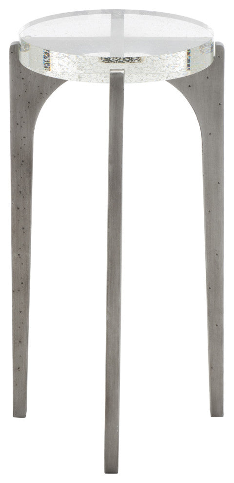 Safavieh Couture Tawny Round Bubble Glass Accent Table, Silver/Clear