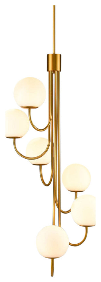 Modern Gold Chandelier Spiral Glass Globe Chandelier
