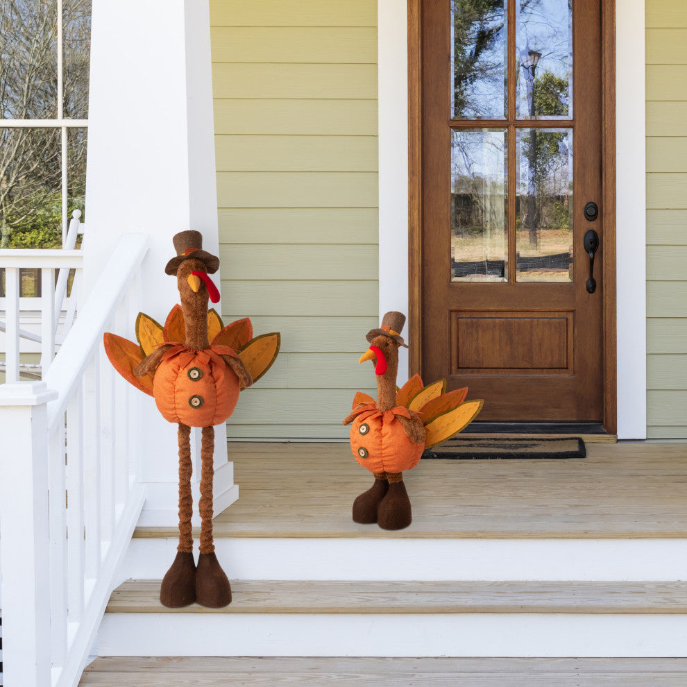 24-37" Fabric Turkey Standing Decor With Telescoping Legs