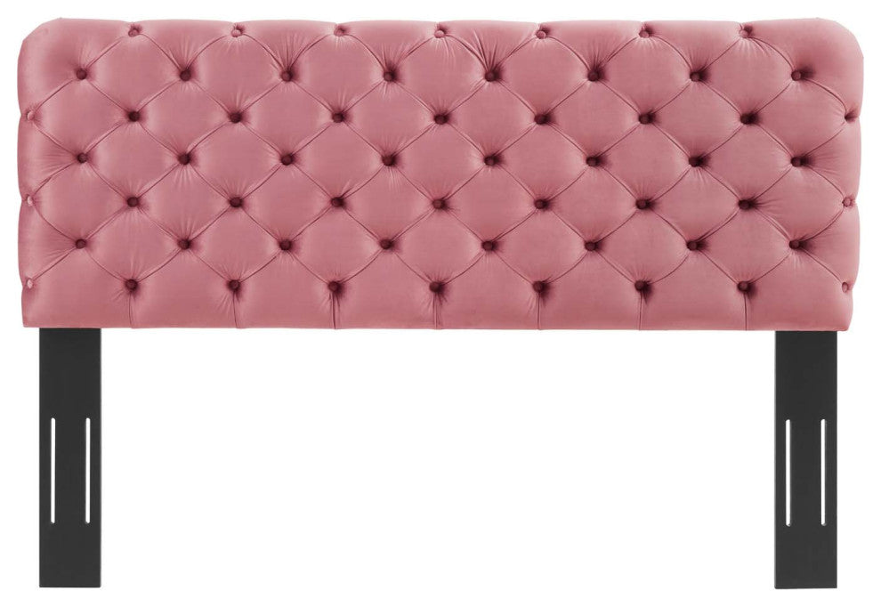 Tufted Headboard, Full Queen Size, Velvet, Pink, Modern Contemporary, Bedroom
