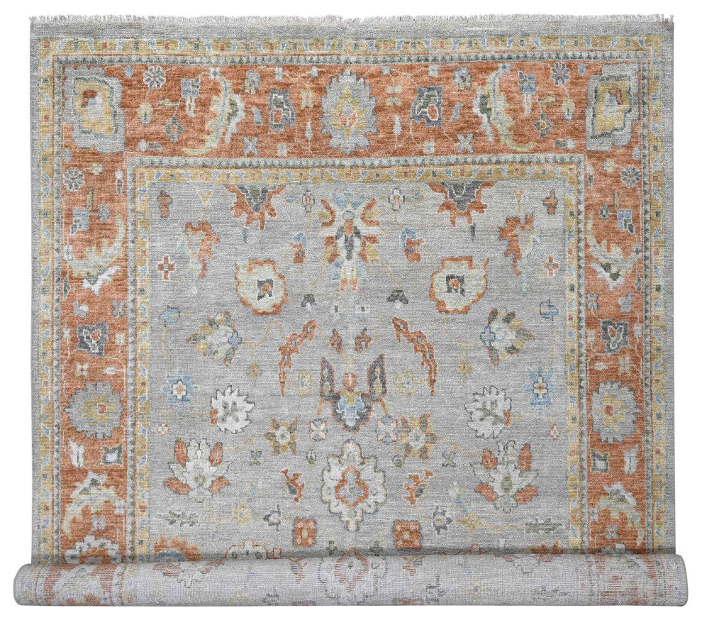 Tan Color, Oushak Design, Soft Wool Hand Knotted Oversized Rug, 11'10"x14'9"