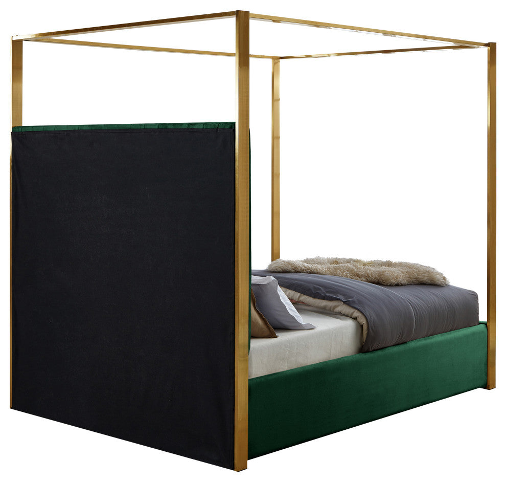Jones Upholstered Bed, Green, Queen, Velvet