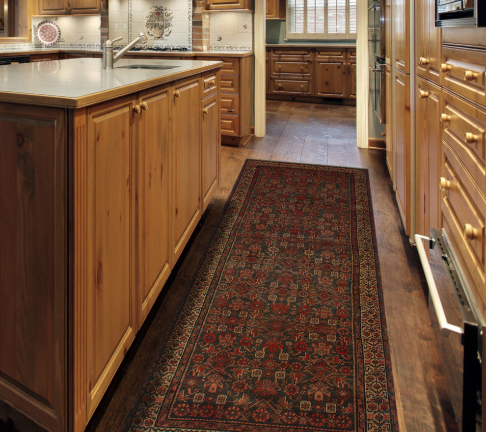 Semi Antique Mayerlin Blue/Beige Runner, 3'5x9'11