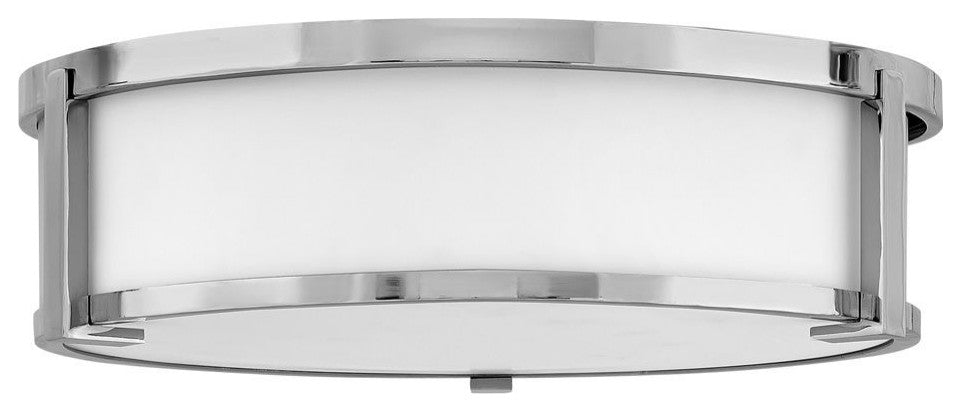 Hinkley Lowell 16" Md Flush Mount Ceiling Light, Chrome + Etched Opal Glass