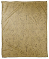 Mustard Yellow Leaf Pattern 50x60 Coral Fleece Blanket