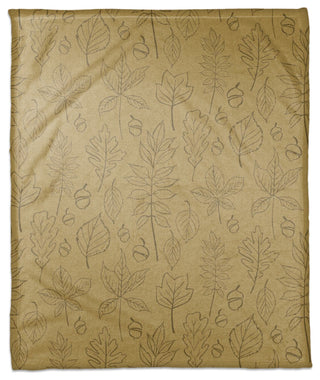 Mustard Yellow Leaf Pattern 50x60 Coral Fleece Blanket