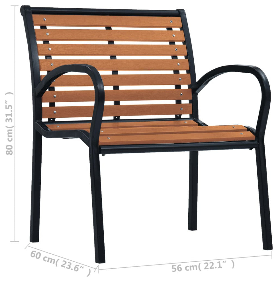 vidaXL Patio Chairs 2 Pcs Outdoor Dining Chair Steel and WPC Black and Brown