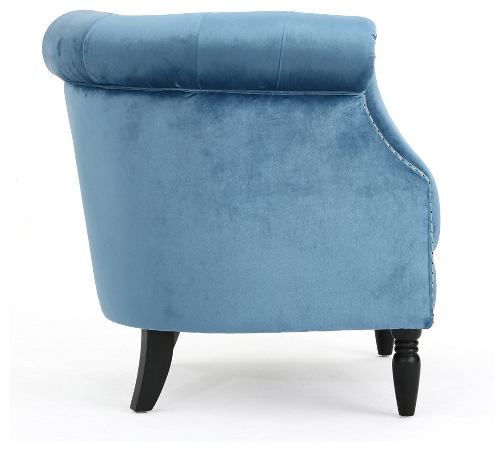 GDF Studio Aries New Velvet Tub Style Club Chair, Aqua