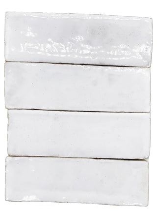 Moroccan Handmade 2x6 Solid Color Zellige Tile, White Piece