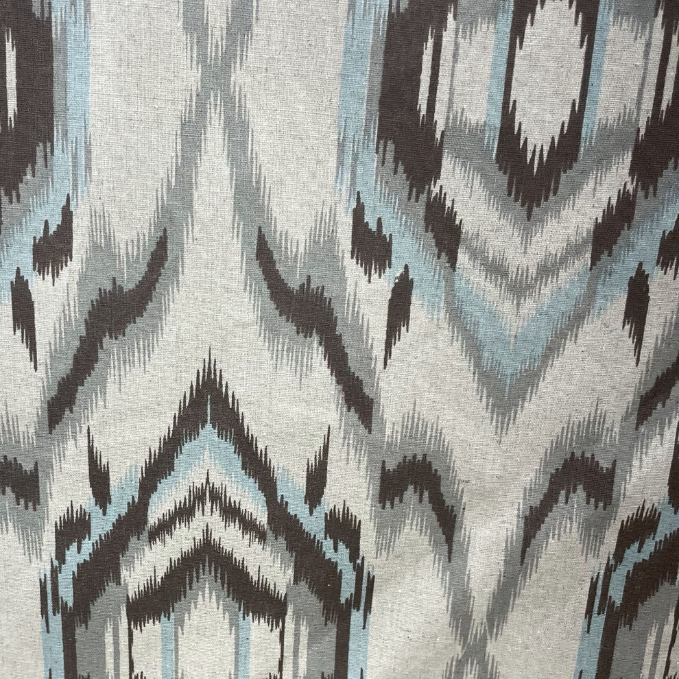 Plutus Ikat Dream Blue, Black, Cream Handmade Luxury Pillow, 20"x20"