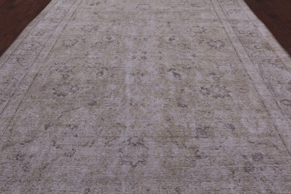 8' 9" X 12' 0" Persian Vintage White Wash Handmade Wool Rug Q4748