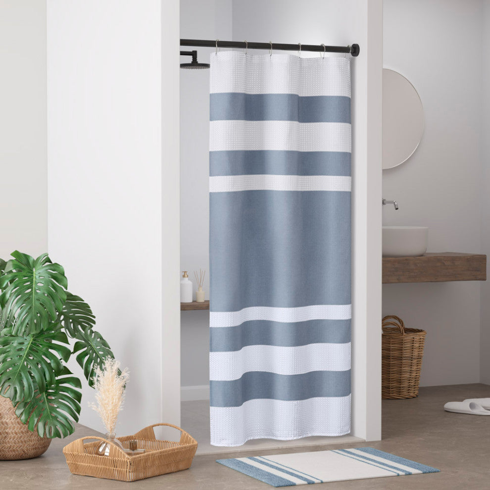 Madison Park Spa Waffle Shower Curtain With 3M Treatment