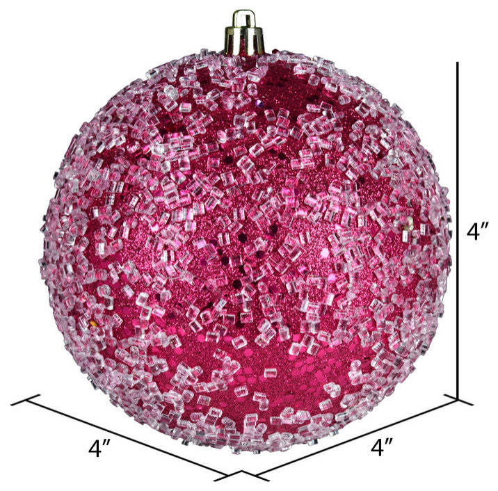 4" Fuchsia Glitter Hail Ball 6/Bag