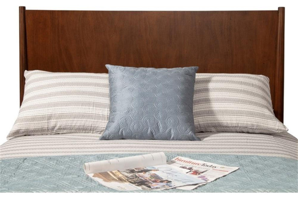 Alpine Furniture Flynn Mid Century California King Panel Bed in Walnut (Brown)
