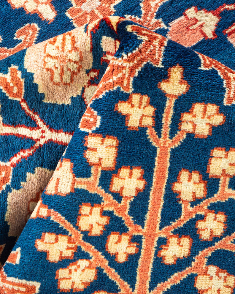 Eclectic, One-of-a-Kind Hand-Knotted Area Rug Blue, 9'1"x11'1"