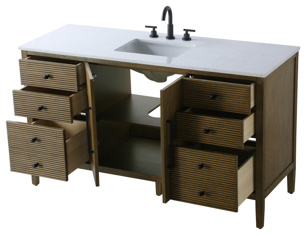 Home Living 60" Single Bathroom Vanity, Hazel Oak