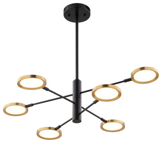 Cullerto 6-Light Matte Black/Gold Contemporary LED Pendant Light Adjustable Arms