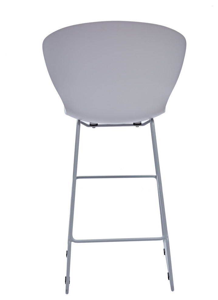 Midcentury Polypropylene Counter Stool, Metal Legs, Set of 2, Light Gray, 26''