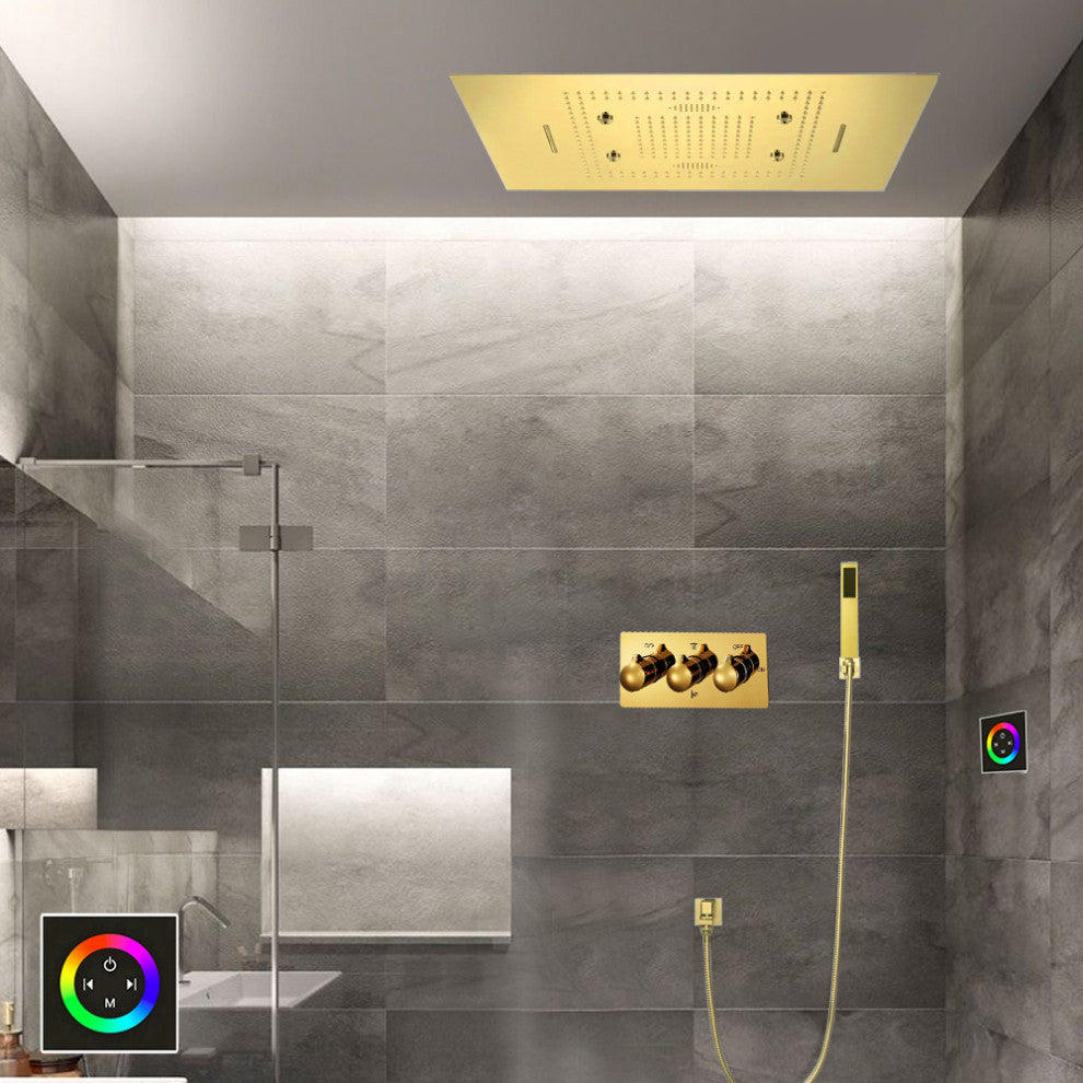 LED Mist Hot and Cold Shower System With Square Hand Shower, Touch Panel Control