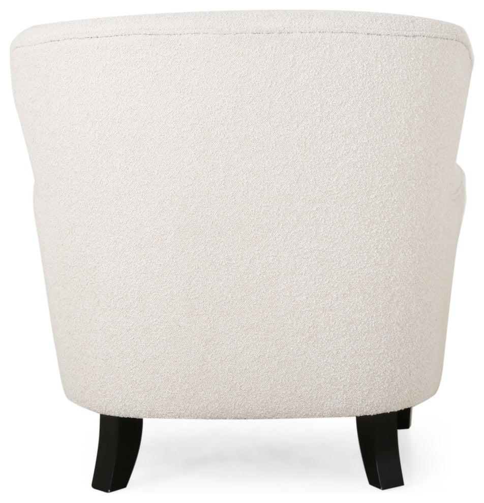 Gerald Boucle Upholstered Club Chair, Almond/Matte Black
