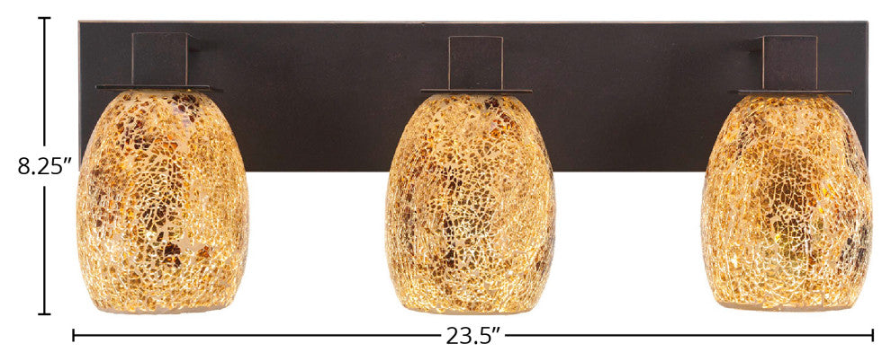 Apollo 3-Light Bath Bar, Dark Granite/Gold Fusion