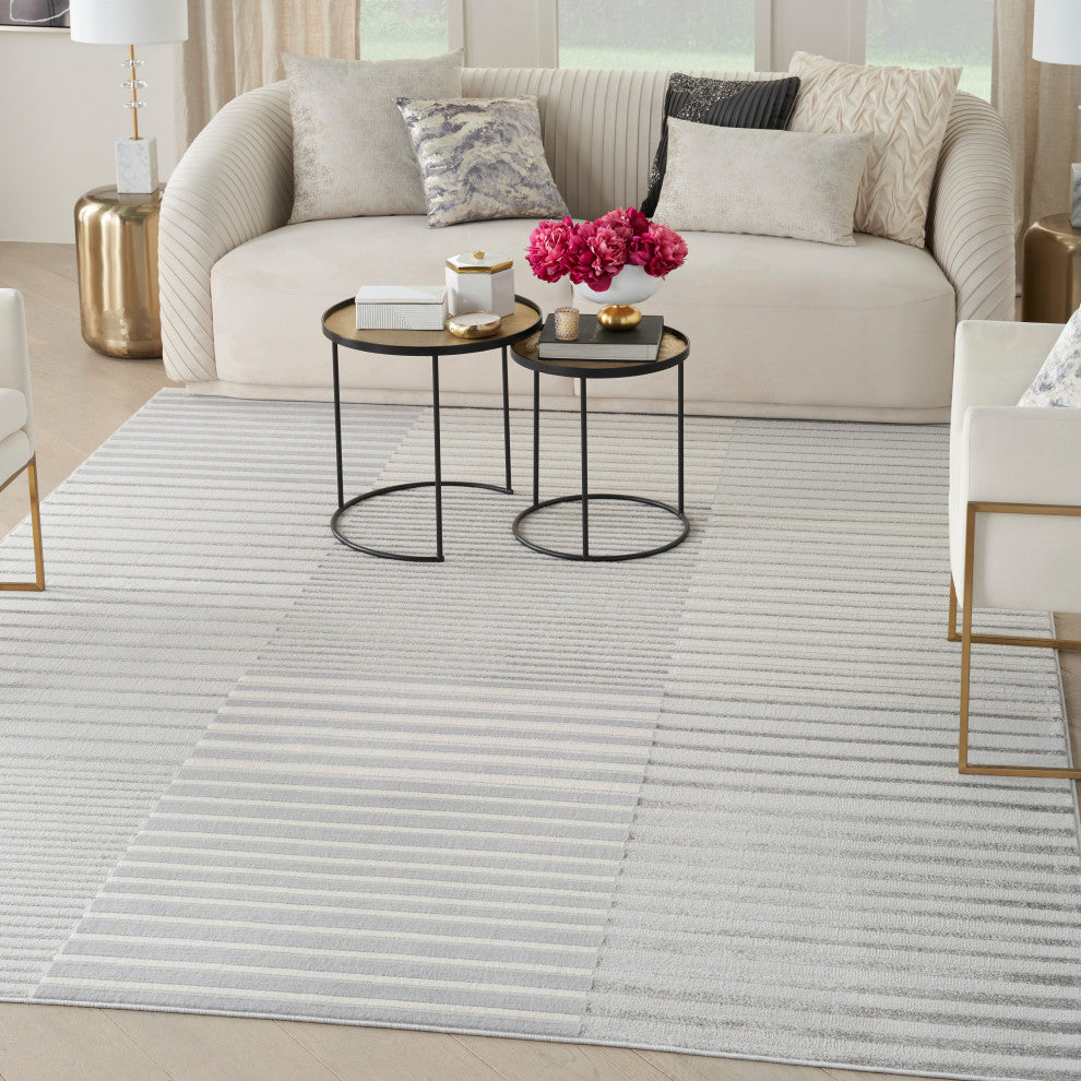Nourison Splash 9' x 12' Silver Grey Modern Indoor Rug