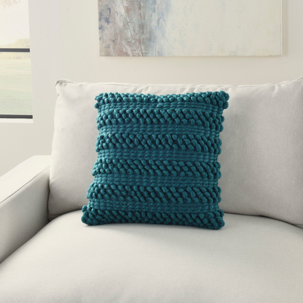 Mina Victory DC827 Throw Pillow, Teal, 17"X17"
