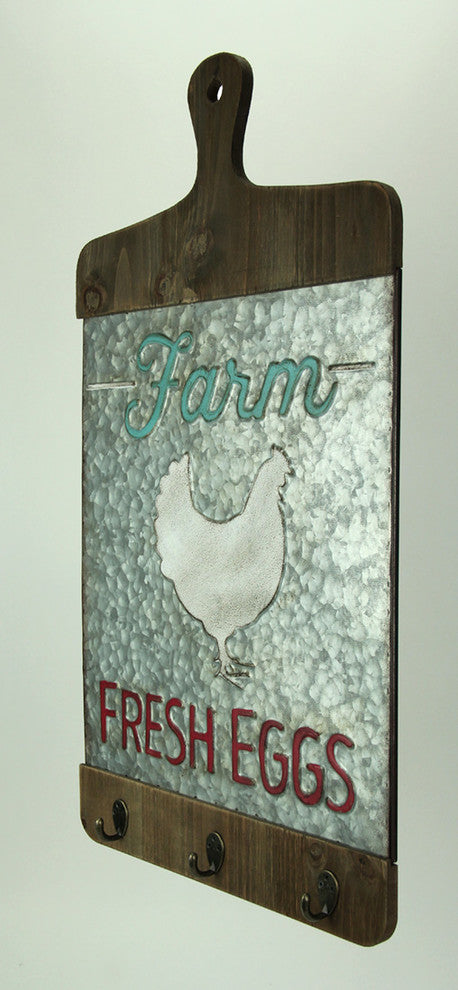 Galvanized Finish Farmhouse Chicken Cutting Board Wall Hook