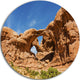 Double Arch In Arches National Park, Photo Round Metal Wall Art, 38"