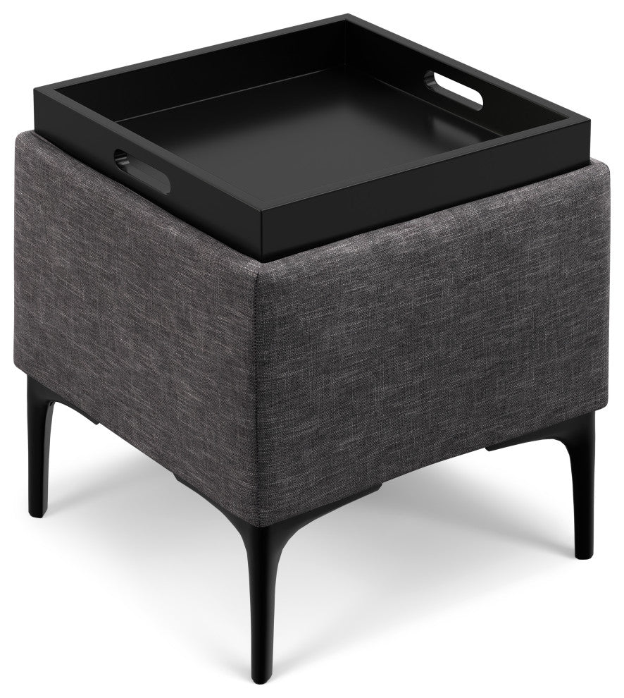 Natasha Storage Ottoman With Tray, Slate Grey