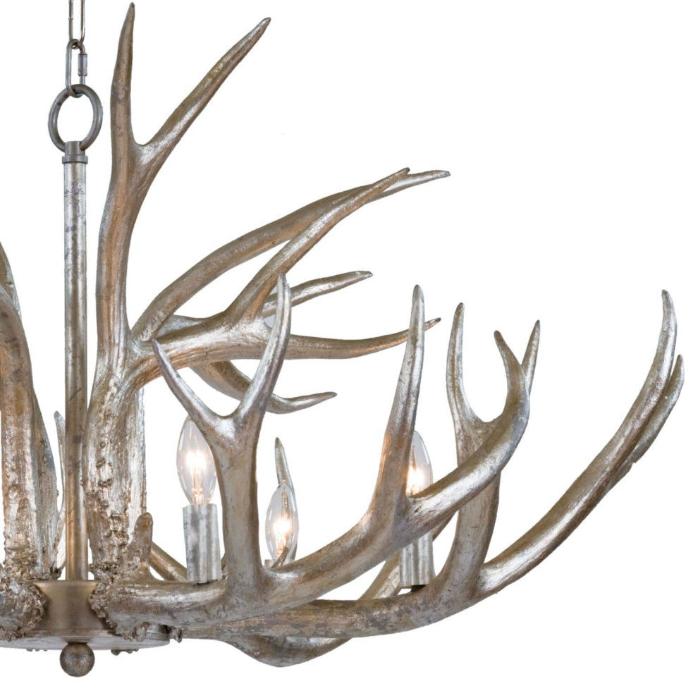 Antler Chandelier, Ambered Silver Leaf