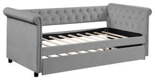 Gewnee Twin Size Upholstered Daybed with Trundle,Gray