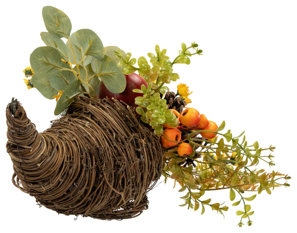 Apples and Pears Cornucopia Fall Harvest Decoration, 20"