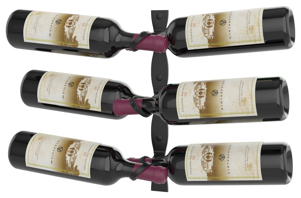 Helix Dual 15 (minimalist wall mounted metal wine rack), Matte Black