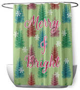 70"Wx73"L Merry and Bright Shower Curtain, Light Green