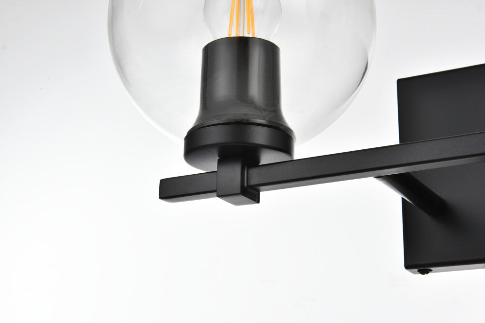 2 Light Black And Clear Bath Sconce