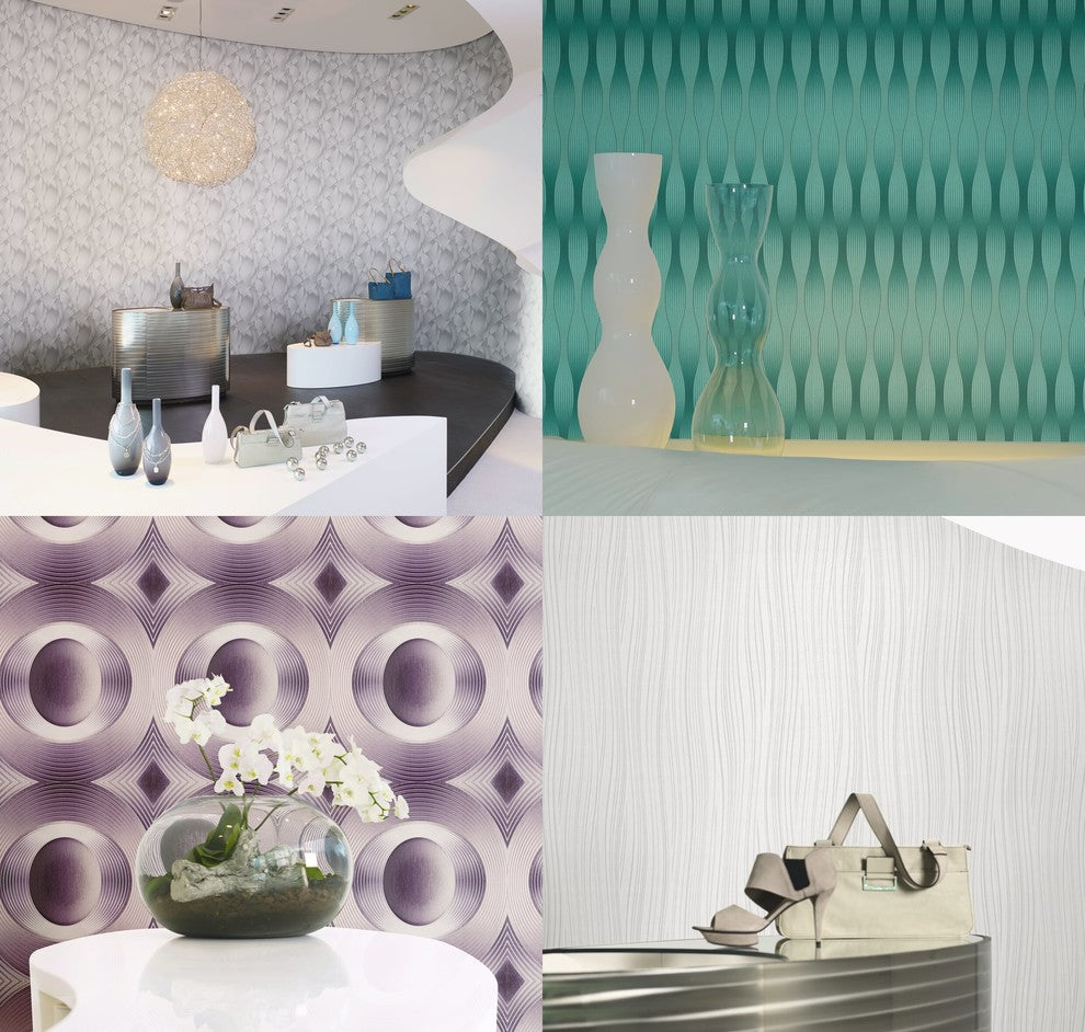 One-Seven-Five, Lavish Futuristic Harmonious White Wallpaper Sample