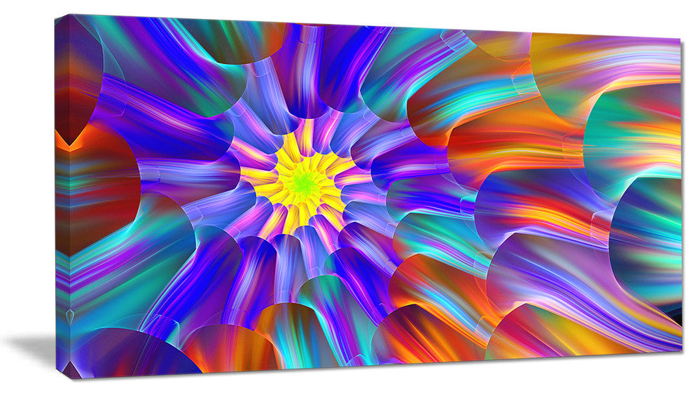 Spectacular Stain Glass with Spirals, Large Floral Canvas Art Print, 60"x28"