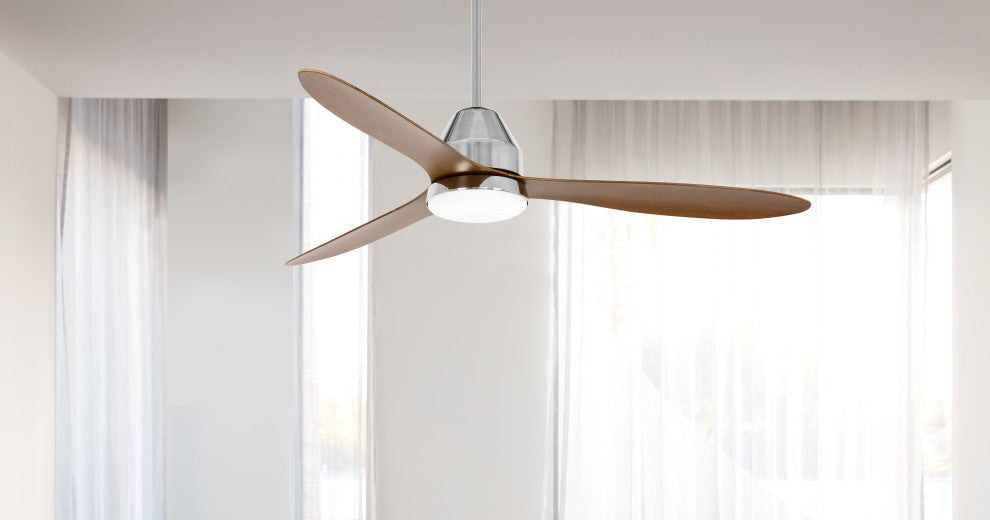 Lucci Air Whitehaven 56" Smart WiFi Controlled Indoor/Outdoor Fan w/Light, Brushed Chrome