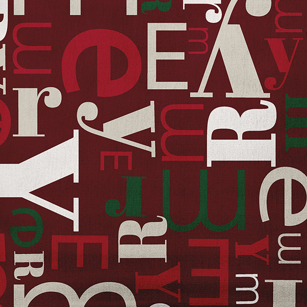 Christmas Burgandy Crazy Merry Christmas Polyester Throw Pillow, 20"x20"