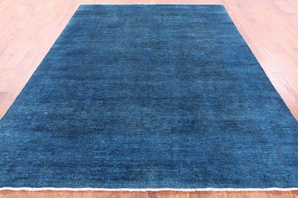 7' 9" X 9' 9" Full Pile Overdyed Hand Knotted Wool Rug - Q12856