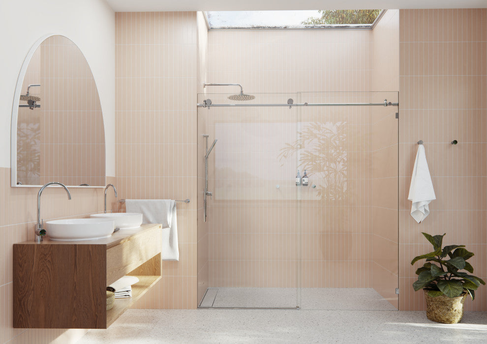 68-72"x78" Frameless Sliding Shower Door, Polished Chrome