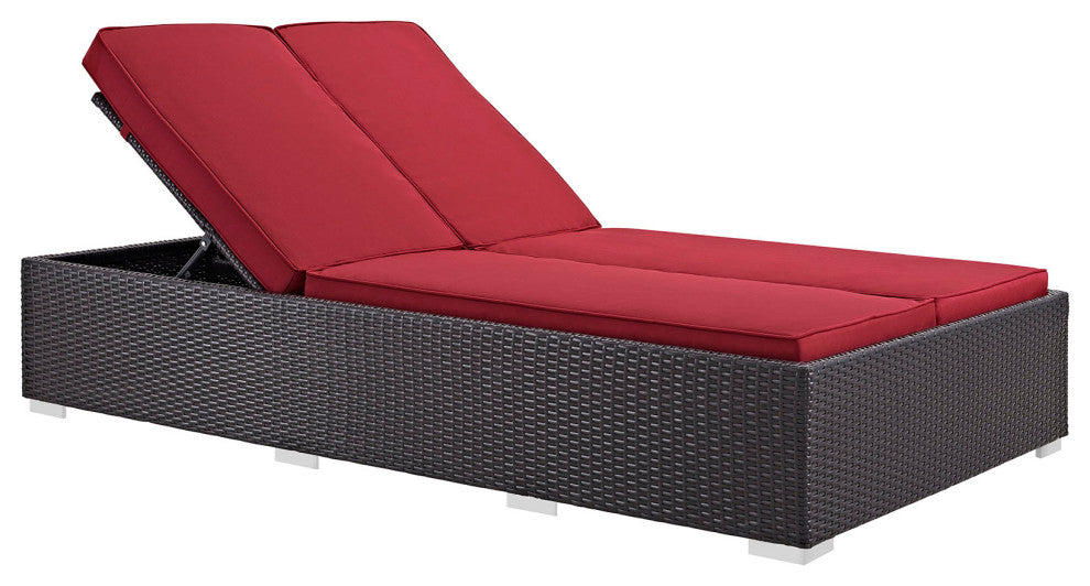 Evince Double Outdoor Patio Chaise, Espresso Red
