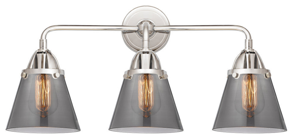 Small Cone Bath Vanity Light, Polished Chrome, Plated Smoke, Plated Smoke